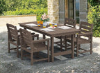 SERWALL Outdoor Dining Sets for 4, Outdoor HDPE Dining Furniture Set with Umbrella Hole Cut-Out Table and 4 Chairs, All Weather Dining Set, Coffee