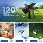 Solar Spot Lights Outdoor IP68 Waterproof, Ultra-Bright Performance，Simple Modes for Easier Operation, Auto On/Off，Solar Powered Landscape Lights for Garden, Yard, Pathway (Warm White, 6 Pack)
