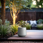 Kante 11.6" Dia Round Concrete Planter, Outdoor Indoor Large Plant Pots Containers with Drainage Hole and Rubber Plug for Home Garden Patio, Gray Concrete