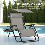 Best Choice Products 30” Wide Folding Zero Gravity Outdoor Recliner Patio Lounge Chair w/Adjustable Canopy Shade, Headrest, Side Accessory Tray - Ice Gray