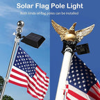 Solar Flag Pole Light, Bright White 6000k Flagpole Light Upgrade Solar Powered for 5ft 6ft Flag Pole, Outdoor Dusk to Dawn Led Solar Lights, Outside House Garden Yard American Flags Decor,Black