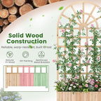 Giantex Wooden Raised Garden Bed with Arched Trellis, 71” Fir Wood Outdoor Elevated Planter Box Privacy Screen with Drainage Holes, Vertical Garden Bed for Climbing Plants, Patio Balcony Backyard