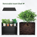 Metal Planter Box 30” x 12” x 24”, Outdoor Planter with Removable Insert Shelf, Black Steel Planter Heavy Duty for Porch, Garden, Patio, Yard