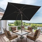 JEAREY 6.5x10 ft Rectangular Patio Umbrellas Rectangle Outdoor Umbrella with Push Button Tilt and Crank, Market Table Umbrella 6 Sturdy Ribs UV Protection for Poolside Garden Backyard Deck, Black