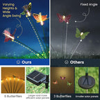 Solar Garden Lights,Swaying Butterfly Lights Outdoor Decorative,2pack Warm White LED Solar Lights for Outside Yard,Lawn,Patio,Pathway Decoration Gardening Gifts