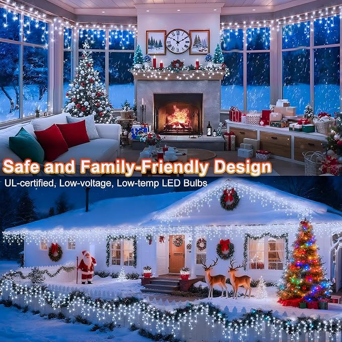 String Lights, 100 ft Outdoor Christmas Lights with 1216 LEDs, Cool White