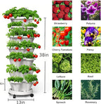 7 Tiered Strawberry Planters 3 Pack, Vertical Stackable Planter, Herb Stacking Tower Garden, Flower and Vegetable Planters with Support Pole Indoor & Outdoor with Removable Wheels Dark Grey