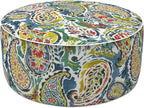 LVTXIII Inflatable Stool Ottoman Footrest with Handle, Decorative Fade-Resistant Foot Stool, Indoor or Outdoor Pouf for Home Garden and Camping Use, D21 x W 21 x H9, Paradise Paisley
