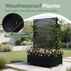 Raised Garden Bed Metal Planter with Trellis, Wheels, Black