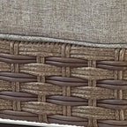 Outdoor Cushioned Ottoman Wicker Patio Furniture Ottoman with Grey Cushion Metal Steel Frame