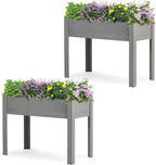 SoliWood Set of 2 Raised Garden Bed with Legs, 40x20x31'', Outdoor Wood Elevated Planter Box, Thick Legs, w/Liner