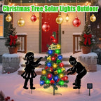 Solar Outdoor Christmas Tree,3 Pack Christmas Outdoor Decorations with Boy and Girl Garden Stakes,Color Changing LED Lights,Waterproof Xmas for Yard,Lawn,Pathway