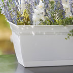 The HC Companies Indoor Outdoor 30 Inch Eclipse Series Window Flower Garden Ornamental Planter Box with Removable Attached Saucer, White (2 Pack)