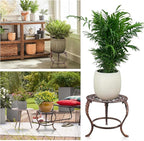 OwnMy Heavy Duty Cast Iron Plant Stand Vintage Wrought Iron Flower Pot Holder, Decorative Round Potted Plant Holder Rack, Indoor Outdoor Metal Large Plant Stand for Patio Home Garden, Red Bronze