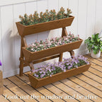 3-Tiers Wooden Raised Garden Bed,Wood Planter Box for Vegetable,Flower Rack,Flower Pot Stands,Indoor Outdoor Gardening Planting Beds (Brown, Large)