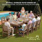 SERWALL 11 Piece Outdoor Dining Set, 84" HDPE Outdoor Table and Chairs for 10，All Weather Patio Furniture Set with Umbrella Hole for Backyard, Garden, Brown