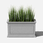 Veradek Brixton Series Large Plastic Planter - Gray, Outdoor, All-Weather Resistant, Dimensions 17.5"H x 16"W x 32"L, Classic Estate Design for Flowers, Trees, Shrubs