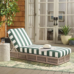 SAFAVIEH Outdoor Collection Gillian Heather Tan & Hunter Green Stripe Chaise Lounge Chair (Fully Assembled)