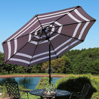 Sunnydaze Outdoor Patio Umbrella - Polyester Table Market Umbrella with Push-Button Tilt and Crank - 8 Sturdy Ribs - Navy Blue Stripe - 9ft
