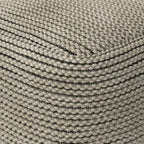 SIMPLIHOME Eastmont Square Pouf - 18 inch Wide Handwoven PET Polyester Ottoman in Cream, Boho Indoor/Outdoor Footstool or Extra Seating for Living Room, Bedroom, or Patio, Assembled