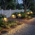6 Pack Solar Stake Lights Outdoor Decorative Metal Ground Pathway LED Stake Lights Replacement Stakes Built-in Rechargeable Battery for Lawn Patio Yard Outdoor Garden Decor