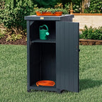 HABAU Outdoor Storage Cabinet for Patio, Garden Potting Bench Table with Shelves & Metal-Tabletop, Wooden Planting Work Station, Weatherproof