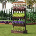 FILWH Wooden Raised Garden Bed Vertical Planter Box, Freestanding Plant Stand for Indoor Outdoor Plants, Herbs, Flowers, Vegetables, Gardening (Carbonized, 4-Tier，29.9 x 17.9 x 55in)