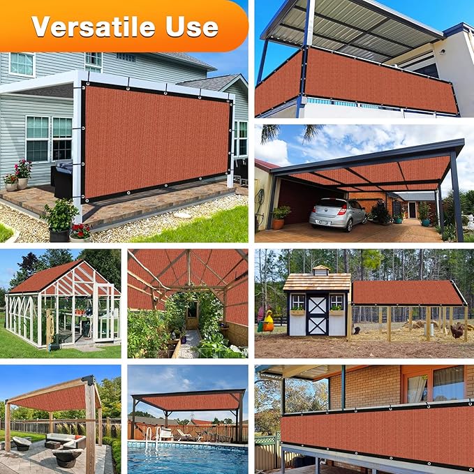Artpuch 90% Sun Shade Cloth, 14 x 20 FT Pergola Shade Cover Canopy with Grommets, Sun Screen Fabric Tarp for Patio, Outdoor, Garden, Backyard, Rust Red