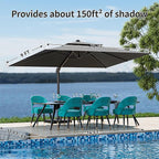 9x12FT Grey Cantilever Outdoor Patio Umbrella with Base, Large Rectangular Offset Design, Double Top Heavy Duty Aluminum Frame & 360° Rotation for Pool Garden Deck Backyard