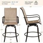 Yaheetech Patio Swivel Barstools Outdoor Chairs Set of 2, High Bistro Stools Outdoor Furniture, All-Weather Patio Stools for Outside, Beach, Lawn, Poolside and Garden, Brown