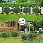 Artificial Cypress Topiary Tree with Ground Spike, Set of 4 Artificial Shrub Bushes, Fake Evergreen Tree for Porch, Artificial Plants for Outdoor Planters Indoor UV Resistant