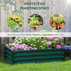Outsunny Galvanized Raised Garden Bed, 4' x 2' x 1' Metal Planter Box, for Growing Vegetables, Flowers, Herbs, Succulents, Green