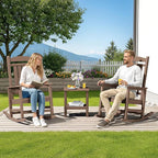 SERWALL HDPE Outdoor Rocking Chair Set of 4, Patio Rocking Chairs, All-Weather Porch Rockers for Adults, Brown