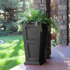 Mayne Fairfield 34-Inch Tall Planter – Weather-Resistant Self-Watering Indoor/Outdoor Garden Pot for Flowers, Patio, Porch, and Entryway, Durable Design