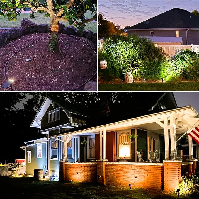 VOLISUN Solar Spotlight Outdoor, IP67 Waterproof Solar Landscape Spot Lights，Uplights for Yard Garden Pathway - 12 Pack (Warm White) 27 LED 3 Lighting Modes