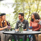 Outsunny 38" Round Patio Table with Umbrella Hole, Outdoor Dining Table Tempered Glass Metal Frame Bistro Table, for Deck, Yard, Balcony, Lawn, Pool, Black