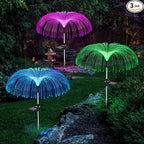 Vosaro Solar Flower Lights Outdoor Garden Decorations Waterproof, Solar Yard Lights Decorative, 7 Color Changing Stake Light for Pathway Patio Lawn Party Wedding Decor, 3 PCS