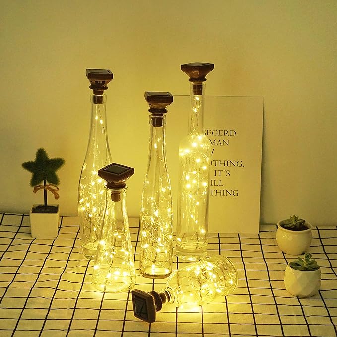 String Lights for Wine Bottles, 20 LEDs, Warm White, Waterproof