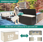YITAHOME 150 Gallon Large Deck Box with Side Handles, Outdoor Double-Wall Storage for Patio Furniture Cushions, Garden Pool Accessories, Waterproof & Lockable
