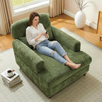 Chaise Lounge Chair Indoor with Adjustable Backrest, Oversized Accent Armchair for Living Room & Bedroom, Upholstered Mid-Century Reading Chair, Comfy Single Sofa Chair, Modern Living Room Chair