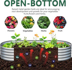 2PCS 12x2x1FT Galvanized Raised Garden Bed Kit,Vegetable Boxes-Oval Metal Flower Box,Large Planter Raised Beds Outdoor Garden for Planting,Fruit,Herb-Silver