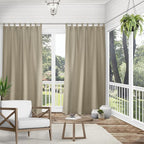 Exclusive Home Cabana Solid Indoor/Outdoor Light Filtering Hook-and-Loop Tab Top Curtain Panel Pair, 54"x144", Taupe