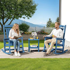 SERWALL Rocking Chairs Set of 2, HDPE Outdoor Rocking Chair, All-Weather Porch Rockers for Patio, Blue