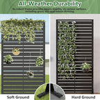 Casaphoria Metal Privacy Screen Outdoor, 72" H x 35" W Freestanding Decorative Privacy Screen for Patio Deck Balcony Garden with Stable Base, Black-Benjamin