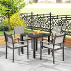 Outsunny Outdoor Dining Table for 4 Person, Square Patio Table, Aluminum Metal Legs for Garden, Lawn, Patio, Woodgrain Black