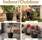 Sunnydaze 20-Inch Anjelica Large Plastic Pot for Plants - Outdoor Double-Walled Large Plastic Planter with Drillable Drainage Holes - Matte Black - 2pk