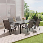 Patio Chairs Set of 6, Stackable Outdoor Dining Chairs for All Weather, Metal Modern Outside Furniture Chair for Pool Side, Garden, Backyard Deck, Dark Grey
