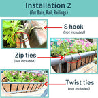 LaLaGreen Deck Railing Planter Boxes - 8 Pack, 36 Inch Long Window Flower Box Attach to House, Wall Planters for Outdoor Plants with Coco Liners English Horse Trough Fence Balcony Garden Porch Rail