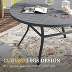 VICLLAX Round Patio Table with Adjustable Umbrella Hole for 6, All Weather Metal Outdoor Dining Table for Lawn Garden, 50" Outdoor Coffee Table, Grey Tabletop