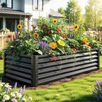 YITAHOME 6x3x1.5 ft Galvanized Raised Garden Bed Kit, Large Metal Planter Box with Gloves & Support Rod, Outdoor Flower Bed for Plants Vegetables, Black